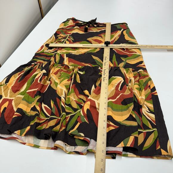 House of Harlow 1960 Skirt Womens Medium Floral Print Midi Tiered Linen Blend - Picture 8 of 9